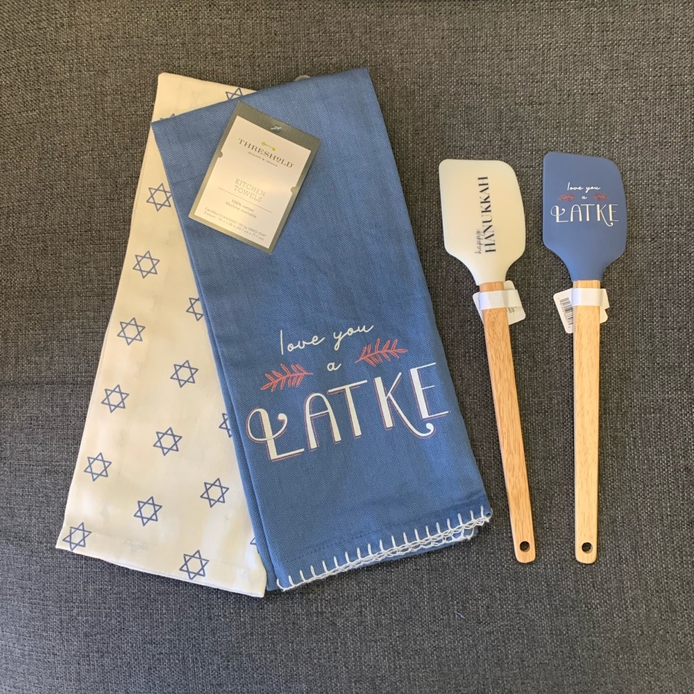 Hanukkah Love Latke Kitchen Towel Set Wooden Silicone Spatulas Target Threshold